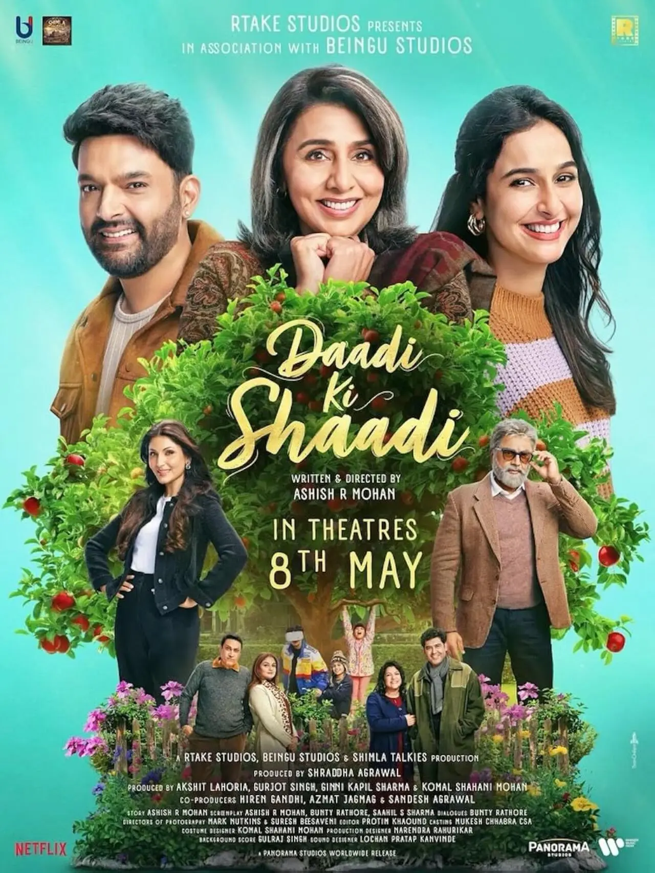 Daadi Ki Shaadi (May 8)
Daadi Ki Shaadi is a family entertainer driven by emotion, comedy and chaos, unfolding around an unconventional wedding that brings together relationships across generations. Positioned as a wholesome big-screen watch, the film stars Neetu Kapoor, Kapil Sharma, Sarath Kumar, and Riddhima Kapoor Sahni.
